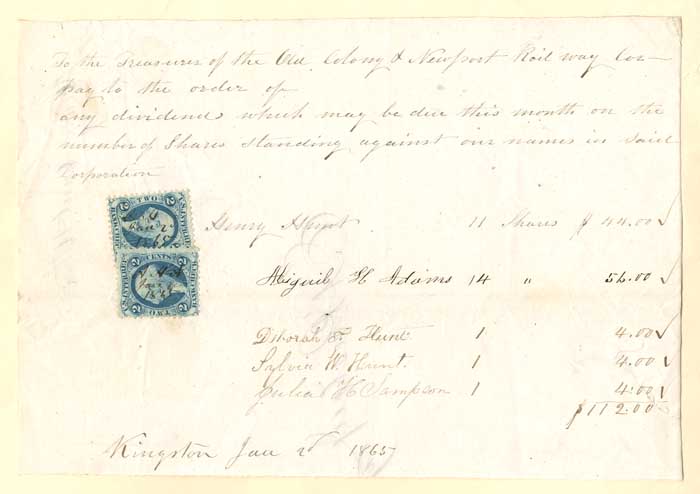 Abigail H. Adams signed Receipt